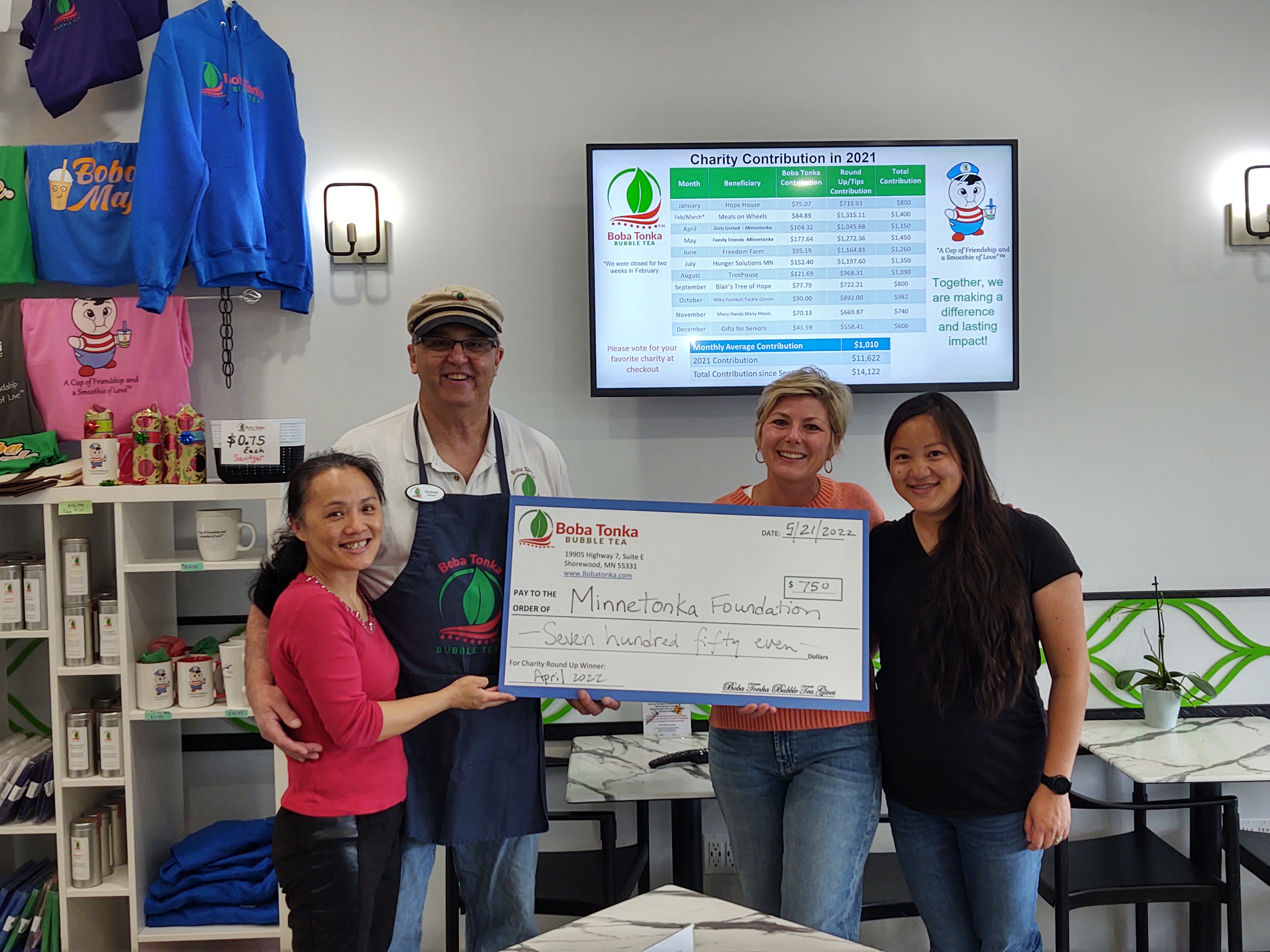 Boba Tonka $750 Check Award