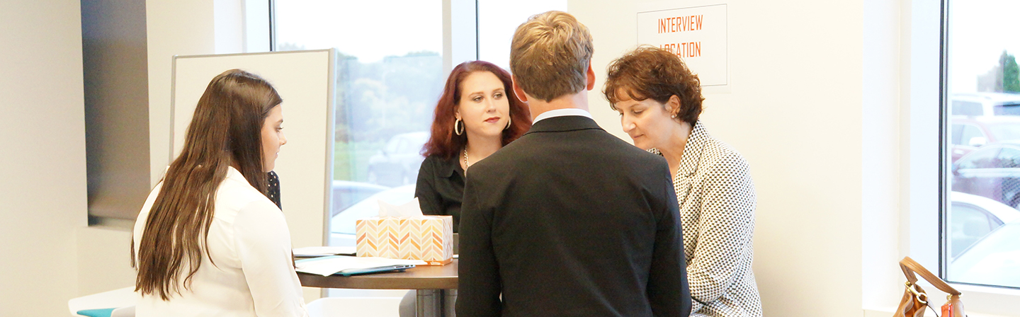 Business students at work