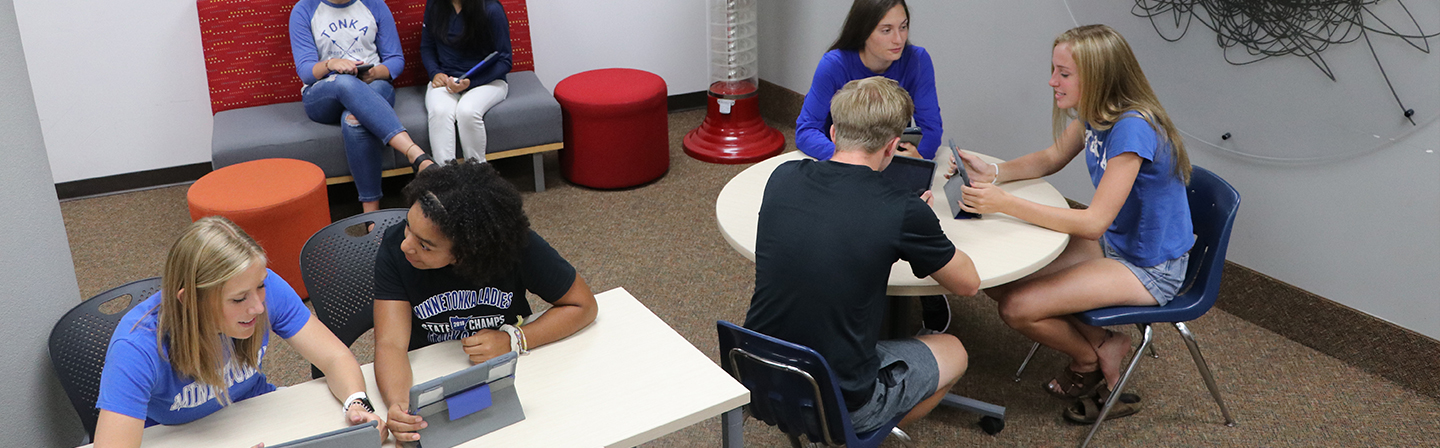 Students working on writing projects