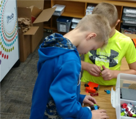 students building