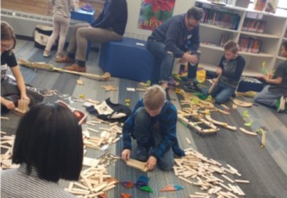 Students working on structure